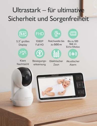 Momcozy BM03 Babyphone mit Kamera ohne WLAN, 5.5 Zoll Baby Monitor – Ansicht 2