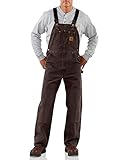 Bragueta con cremallera. Carhartt Sandstone, peto a pechera de hombre, Sin Forro, R06, W40/L30, Marrón oscuro, 1