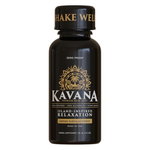Kavana Kava Shots - Made in USA 4X Concentrated Non-Alcoholic Drinks & Sugar-Free Kava Root Drink Plant-Based Alternative with Natural Citrus Flavor Smooth Mocktails Botanical Spirit 1 Pack