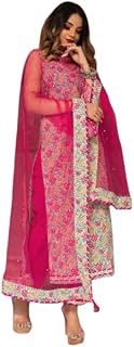 Women's Kurta Set, Floral Print Kurta with Pink Dupatta, 3-Piece Ethnic Wear Price In India