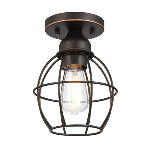 Kumtin Smart Farmhouse Ceiling Light Fixture, Vintage Semi Flush Mount