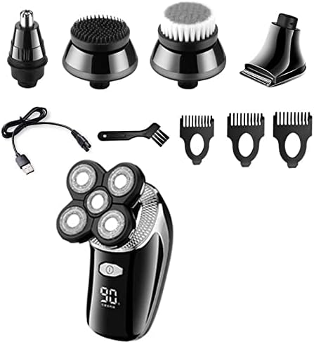 Head Shavers for Bald Men, 5in1 men‘s wet and dry shaving machine professional set Electric shaver Rechargeable Electric Razor beard facial grooming kit (Color : With box)