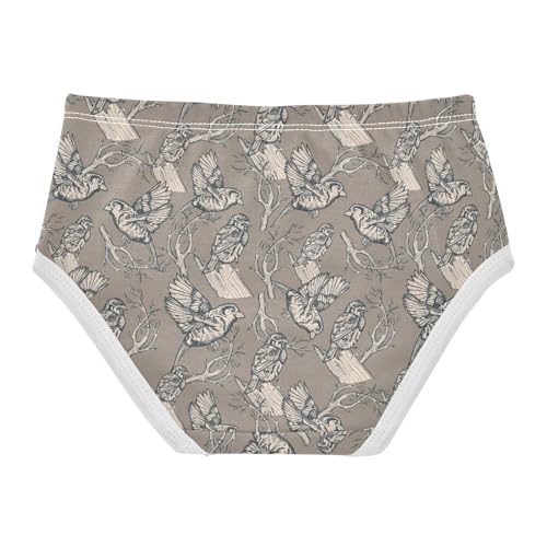 Girls' Underwear Vintage Birds Cotton Stretch Comfort Toddler Panties2