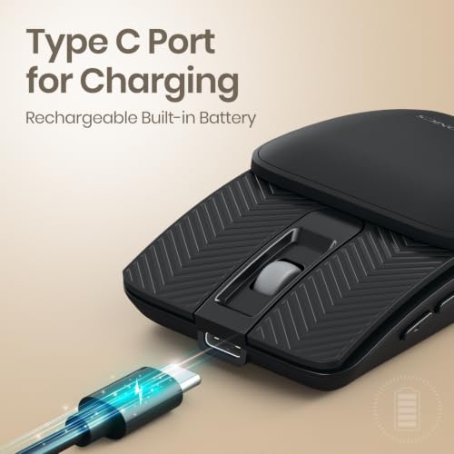 Image of Portronics Toad Fold Wireless Bluetooth Mouse with Dual Wireless (BT + 2.4 GHz), Foldable Mouse, Rechargeable Battery, Multi-Device Pair, Up to 3200 DPI Sensitivity (Black)