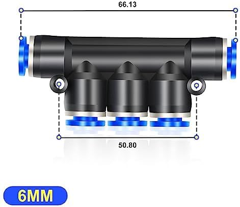 5 Pcs 6MM Pipe OD Push to Connect 5 Way Plastic Quick Release Manifold Hose Connections