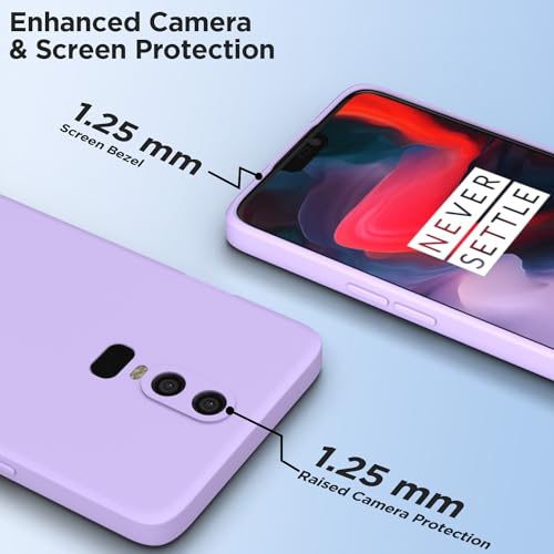 Image of Outlouders Back Cover for OnePlus 6 | Camera Protection | Durable Soft Matte Silicone Bumper Case (Purple)