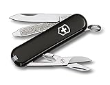 Schweizer Taschenmesser mit 7 Funktionen: Klinge, Nagelfeile, Schraubendreher, Schere, Ring, Pinzette, Zahnstocher