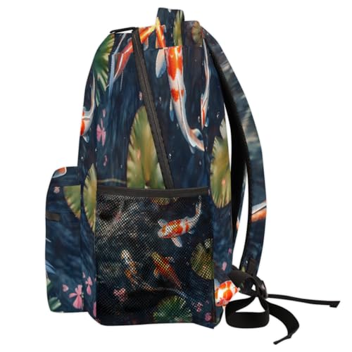 Sac à dos imprimé poisson koï grand format pour ordinateur et école - 4
