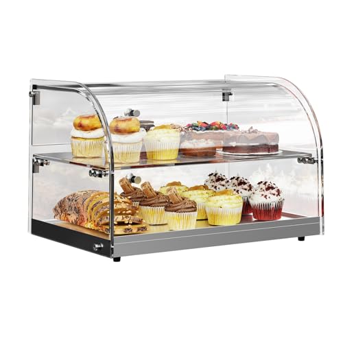 1.59 Cu.ft Malphi Large Pastry Display Case Countertop | Commercial Bakery Display Stand Cupcake Holder Tempered Glass | Large Bread Cookie Display Box | 22.1" x 15.2" x 14.6" | 27.5 lbs |