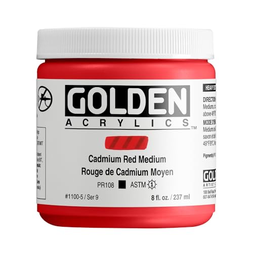 Acrylique Cadmium Rouge Moyen Golden en tube de 236ml épais pour artistes
