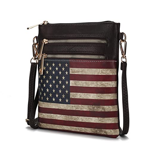 MKF Collection USA Crossbody Bags for Women, Patriotic Crossover American Flag Messenger Fashion Handbag Purse