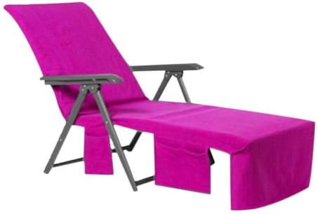 Taoyuxuan Lounger Mate Beach Towel Sun Lounger Bed Holiday Garden Lounge Pockets Carry Bag (Rose Red)