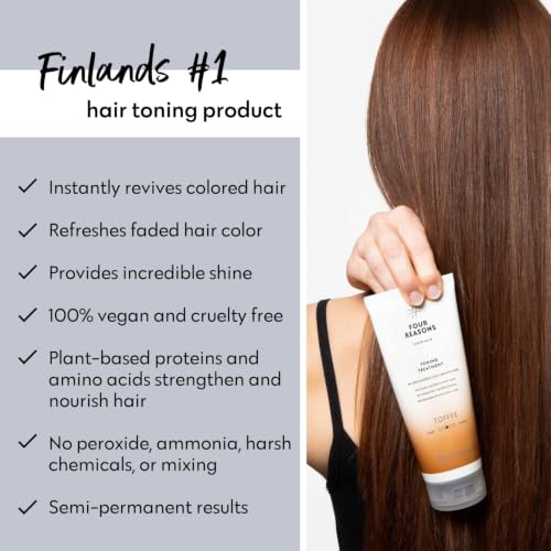Image of FOUR REASONS Color Mask, Toffee (27 Colors) - Hair Gloss & Color Depositing Conditioner - Semi Permanent Hair Toner for Color-Treated Hair Color For Women - Vegan & Cruelty-Free - 6.76 fl oz