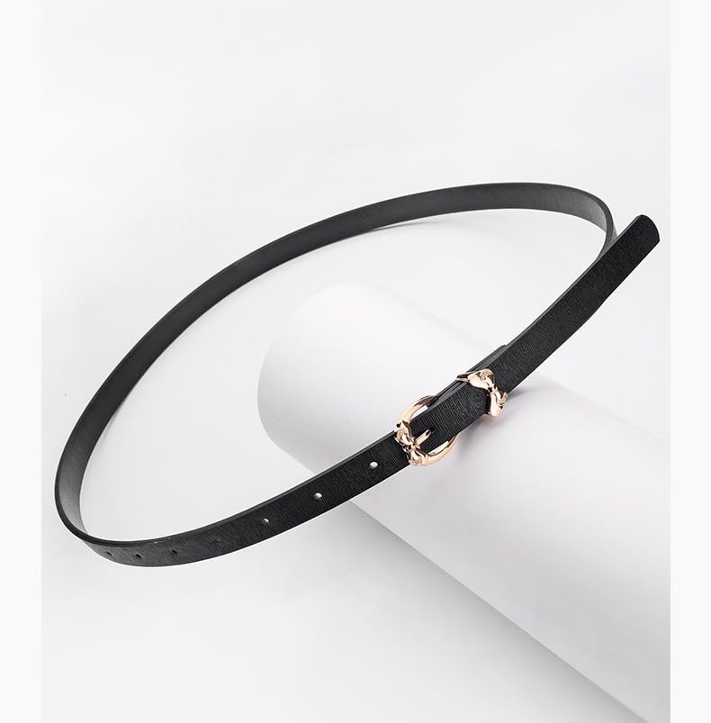 Women's Skinny Leather Belt, Gold Bow Buckle, Fashion Waist Belt for Jeans Dress Pants4