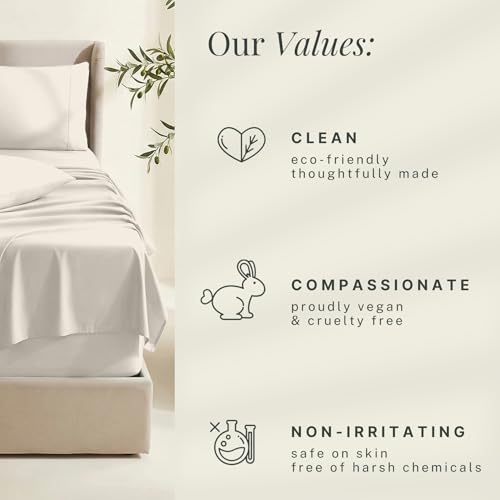 Image of Hearth & Harbor Bed Sheets, Luxury Soft 6 Piece Bed Sheet Set Extra Deep Pocket Fitted Sheets Fits Mattress up to 21 inch, Double Brushed Bedding Sheets & Pillowcases, Twin, Natrual Linen
