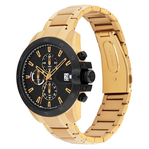 Image of Tommy Hilfiger Jameson Quartz Analog with Black Dial Gold Stainless Steel Strap Watch for Men - TH1792199