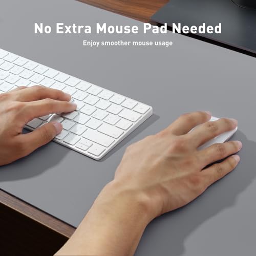 Image of Leather Desk Pad Protector, Mouse Pad, Office Mat, Non-Slip PU Leather Blotter, Laptop Pad, Waterproof Writing Pad for Office and Home (31.5 inch x 15.7 inch, Light Grey)