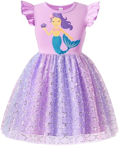 Girls Cute Mermaid Tulle Dress Baby Girls Tutu Party Princess Birthday Skirts Toddler Girls Tutu Summer Outfits Dress 1949 3-4T