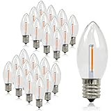 25pack Waterproof C9 Replacement LED Light Bulbs –0.6W Equivalent to 7W, White Warm 2200K Outdoor...