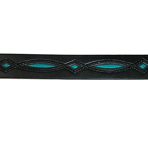CTM Men's Oil Tanned Leather Belt with Embossed Turquoise Accents2