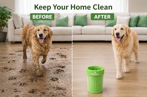 ROSLI Dog Paw Clianer Cup - Portable Pet Paw Washer for Dogs - Deep Cleaning Mud & Dirt - Silicone Brush - Easy to Use & Wash (Blue, Large) (Green, Small) - Image 2