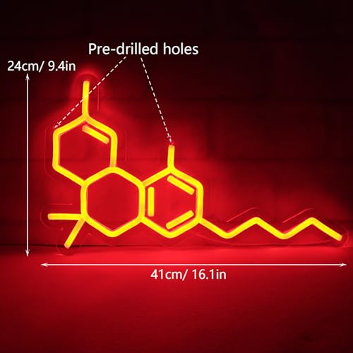 Image of Smoke Shop Neon Sign about Molecular Structure for Store or Bar Advertising,Smoking Lounge Decor,Easy Hanging,5V USB Powered.16 * 9.5inches.