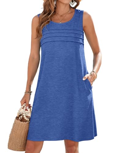 Image of CHICGAL Womens Summer Dresses Casual Loose Pleated Front Tshirt Sleeveless Tank Sundresses with Pockets 2026