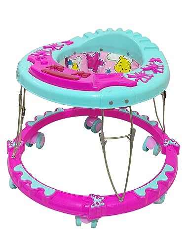 Image of CRISTAL 360 Degree Baby Todler Walker Multi-Function Musical Foldable Walker with Music Toys Bar for Kids Baby Boys & Baby Girls, Walker 6 Months to 18 Months (Sky-Pink)