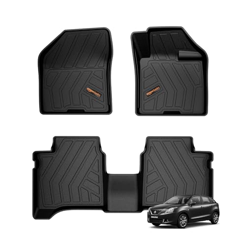 Image of Amazon Basics - 5D Car Floor Mats for Baleno (Feb 2022-Present) | Odor-Free | Virgin Material | All-Weather Protection| TPE | Black