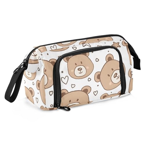 Image of Bolaz Big Capacity Pencil Pen Case Pouch Bag School College Office Organizer for Teens Girls Adults Student-Cute Bear
