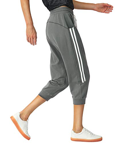 Specialmagic Capri Sweatpants For Women Casual Capri Pants Capri Joggers Sports Pants Cropped Joggers With Pockets Yoga Running Daily Dark Grey L #TOP3