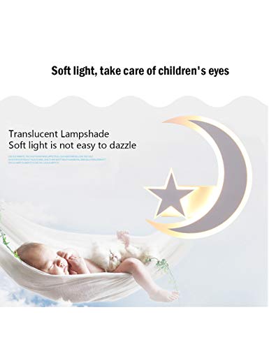 FBBULES 15W Lampada da Parete Stella Luna Applique da Parete Interno Montaggio a Parete Lampada a Muro, Illuminazione per Interno Luci da Parete per Bambini Camera da Letto Salotto, Bianco Caldo 3000K - Image 4