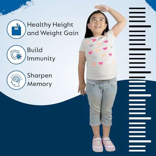 Image of KidVediks Kids Protein Powder for Ages 7-12 yrs (350g) | Nutrition Drink Powder| Brain Booster | Health drink for kids | 8g Protein /Serving | 23 Vitamins & Minerals, DHA, Calcium, Zinc | Chocolate Flavour| No Refined Sugar, Artificial Flavours or Preservatives| Supports Healthy Growth, Development & Immunity Booster| With Almonds, Walnuts, Ashwagandha, Bramhi & Shankhpusphi