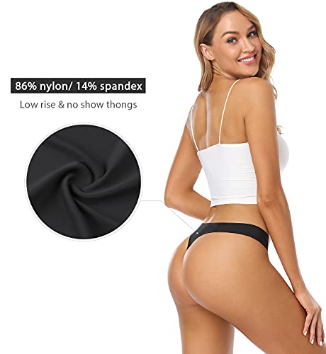 Wealurre Women's Microfiber Low Rise No Show Thong Pantie(B/W/A/Db/Br/G,M) #TOP2