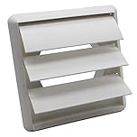 Kair White 100mm Gravity Wall Vent Grille - 99.5mm / 4 Inch Round Rear Spigot & 155mm Front Cover - Backdraught Prevention Shutter Flaps