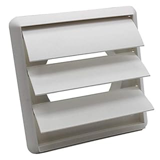 Kair White Gravity Grille 155mm External Dimension Ducting Air Vent with 100mm - 4 inch Round Rear Spigot and Not-Return Shutters