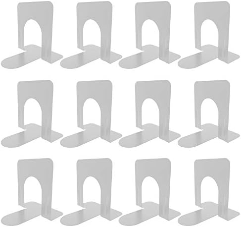 Clipco Premium Book Ends with Anti-Slip Pad 5-inch (Pack of 12) (White)