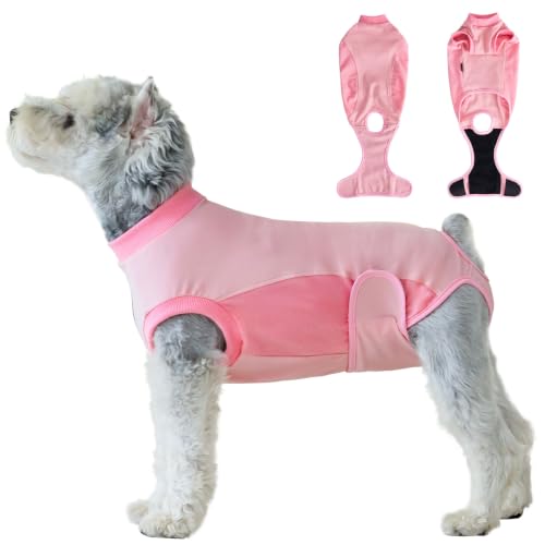 Image of Dog Surgery Recovery Suit,Dog Recovery Suit After Surgery for Female Spay Male Neuter,Soft Anti Licking Recovery Suit for Dogs,Dog Onesie for Abdominal Wounds,Pink,S