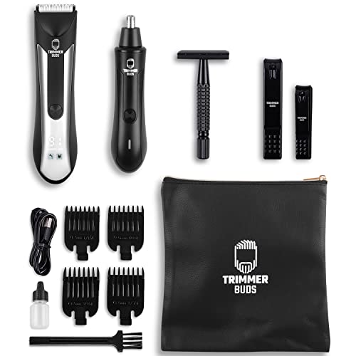 Mens Grooming Kit Box - Body Hair Trimmer For Men, Nose Hair Trimmer, Beard Trimmer, Groin Hair Trimmer, Double-Edged Safety Face Razor, Grooming Kit For Men, Wireless Charging, Fully Waterproof #TOP19