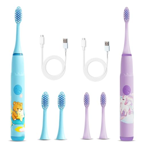 Image of Sonic Electric Toothbrush for Adults with 3 Brush Heads & 4 Cleaning Modes, Rechargeable Electric Toothbrush with 2 Minute Timer & 18000 Strokes /min, 30 days Long Battery Life (Blue, Purple)