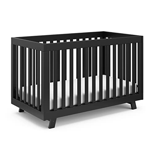 Image of Storkcraft Beckett Convertible Crib (Black) – Converts from Baby Crib to Toddler Bed and Daybed, Fits Standard Full-Size Crib Mattress, Adjustable Mattress Support Base