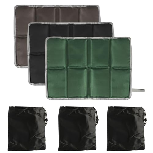 Paquete de 3 cojines de asiento para exterior, cojines de asiento plegables, almohadilla de asiento térmica plegable para exterior, tapete de asiento impermeable, cojín de asiento térmico para viajes