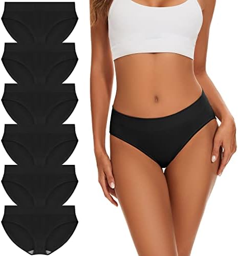 SAYCELI Womens Underwear - Seamless Hipster Briefs Cheeky Soft Stretch Comfortable Bikini Panties (6 Pack) Black