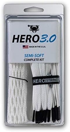 ECD Lacrosse Hero 3.0 Complete Kit Lacrosse Mesh and HeroStrings - Semi Soft - White