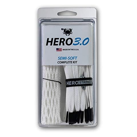 ECD Lacrosse Hero 3.0 Complete Kit Lacrosse Mesh and HeroStrings - Semi Soft - White Cover
