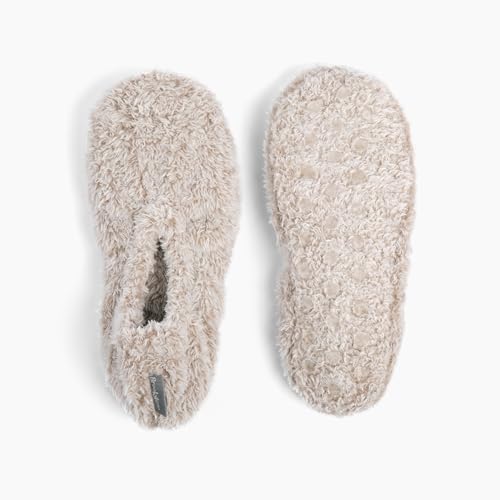 Image of Brookstone Plush Footies - Memory Foam Slippers with Ultra-Soft Sherpa, Non-Skid Sole, One-Size-Fits-Most, Machine Washable for Women, Stocking Stuffers and Christmas Gifts
