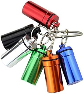 Set of 6 Waterproof Aluminum Metal Pill Box Case Organizer with Keychain