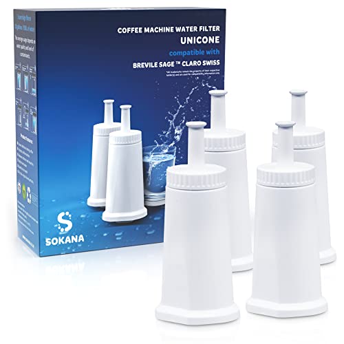 SOKANA TÜV SÜD Filtro de Aguqa para Máquinas de Café BES008 Reemplazo para Sage SES008 SES810 SES880 SES920 SES980 SES990 | 4 piezas Cover