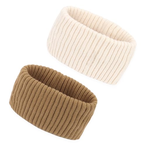 ACO-UINT Knit Headwraps, 2 Pack Wide Headbands, Non-slip Thick Ear Warmers for Women