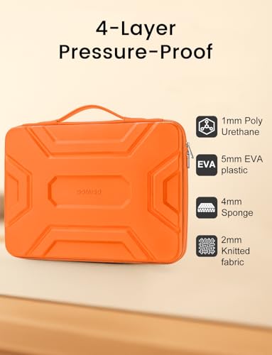 Image of DOMISO 14 inch Laptop Sleeve with Handle, Shockproof & Waterproof EVA Protective Laptop case, Hard Laptop Sleeve for 14 inch HP Dell Asus Lenovo Laptop, Orange
